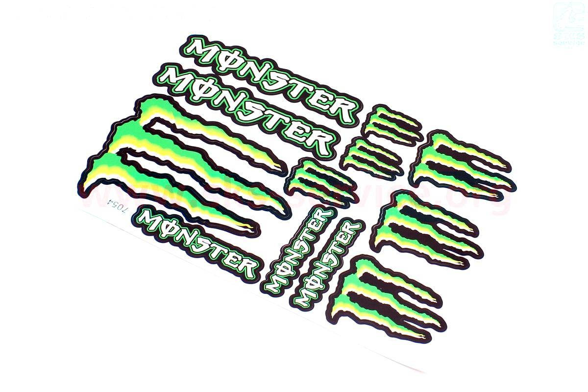 

Наклейки на планшете Monster 12 штук 17 х 26 см на скутер