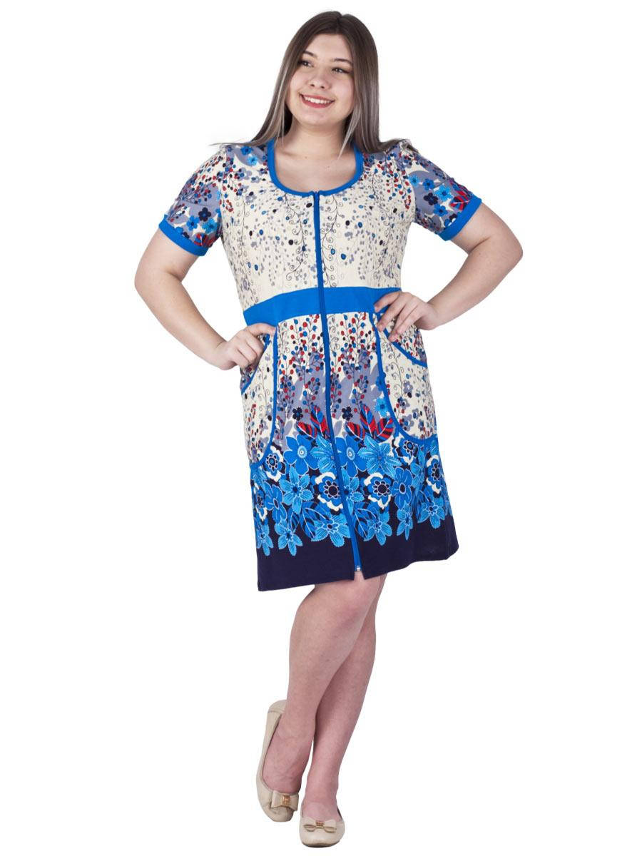 

Красивый женский халат ХЖ-17 абстракция 471 48(р), Синий