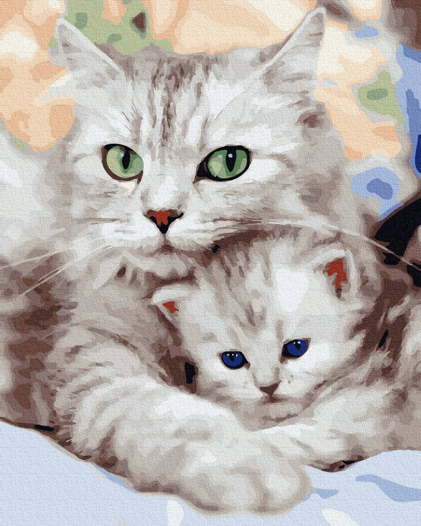 

Раскраски по номерам Зеленоглазая кошка с котенком (BRM36536) 40 х 50 см