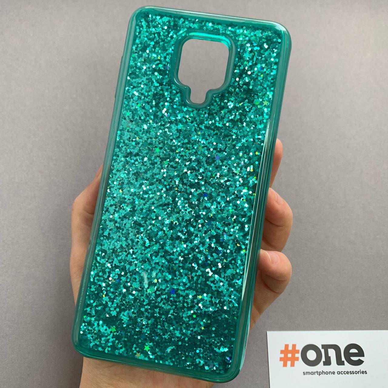 

Чехол для Xiaomi Redmi Note 9 Pro переливающийся с блестками чехол на сяоми редми нот 9 про зеленый HRT, Зелёный