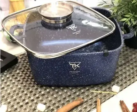 

Кастрюля -казан квадрат Top Kitchen мрамор 4,5 л -(24см) TK 00055, Синий