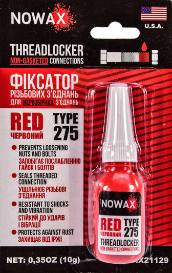 

Фиксатор резьбы красный (для неразборных соединений) Nowax Threadlocker Red 10g