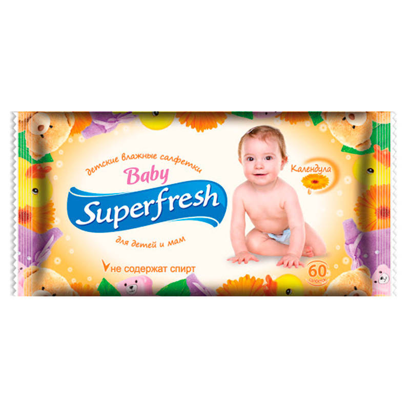 

Салфетки влажые детские "Superfresh" 60 шт (оранжевые)