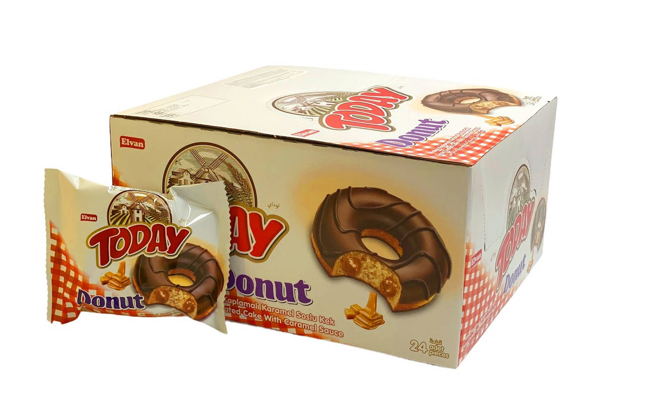 

Пончик Today Donut с Карамелью, 50 г. 24 шт в коробке., Розовый