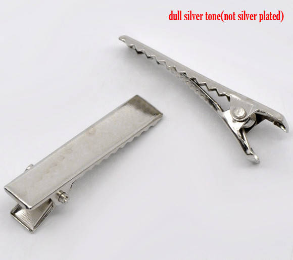 

Заколка для волос, Крокодил, Утка, Серебряный тон, 32 mm x 7 mm