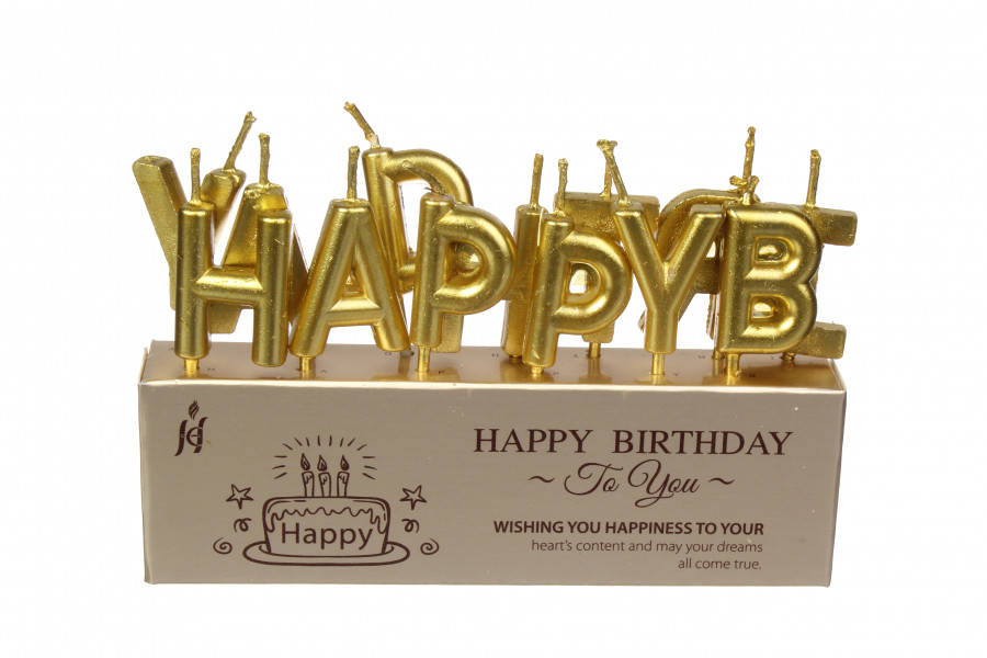 

Свечи для торта Happy Berthday золото