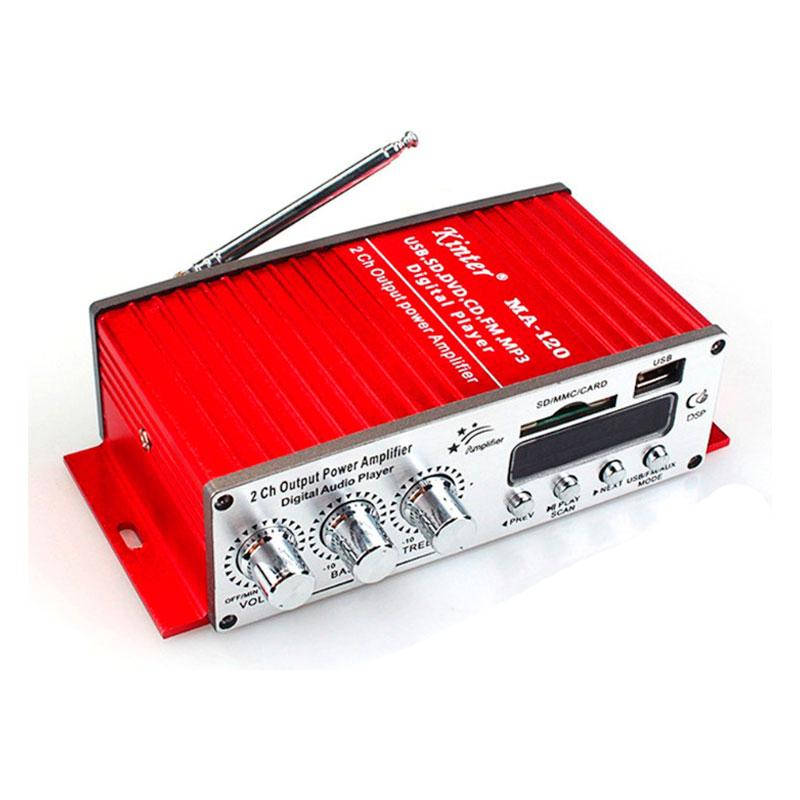 

Усилитель звука в машину и для дома Kinter MA-120 USB + MP3 2*20W (2х канальный в авто)