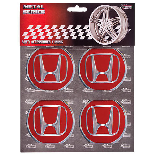 

Наклейки на колпаки, диам. 60 мм "HONDA" красные (4 шт), Красный