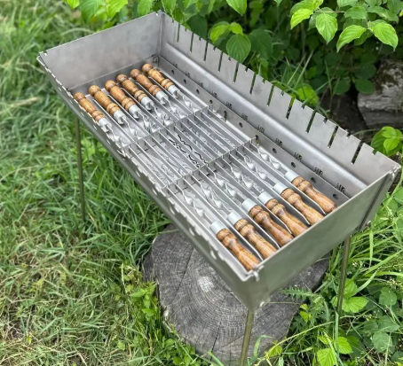 Мангал валіза з нержавіючої сталі на 12 шампурів, 3мм з шампурами