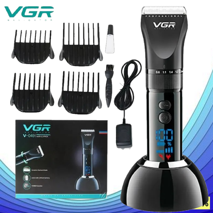 

Машинка для стрижки волос VGR V-049, Профессиональная беспроводная машинка, триммер, электробритва, 4 насадки