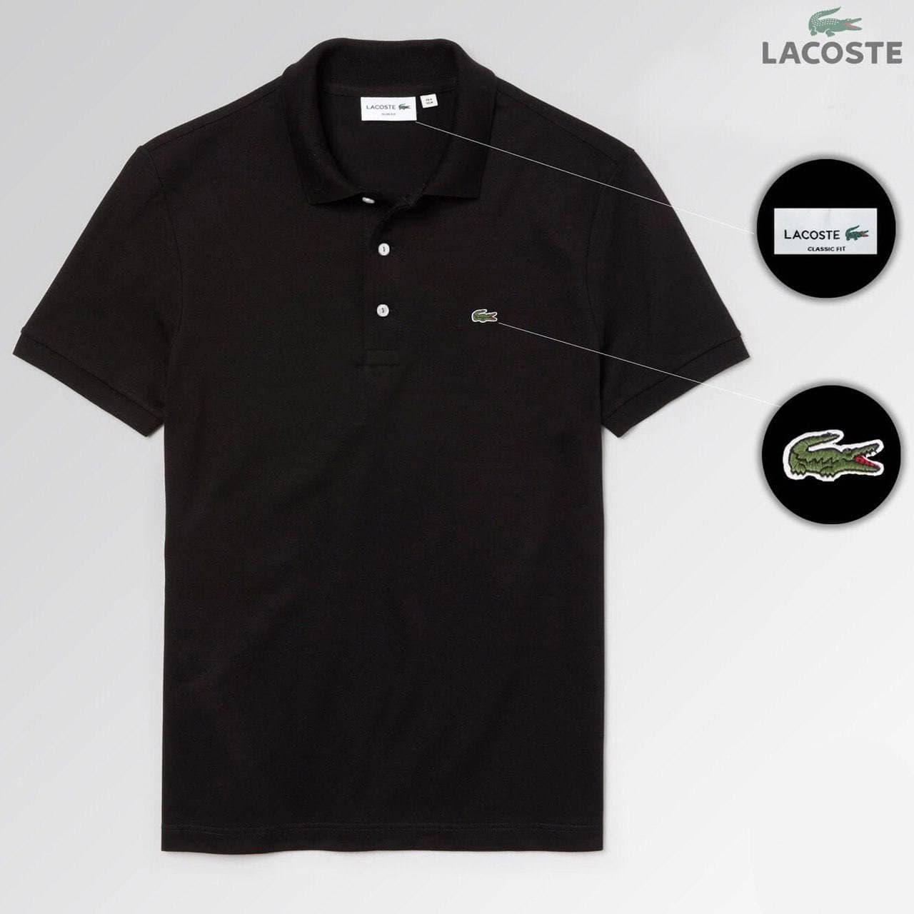 

Футболка Поло Lacoste White мужкая Люкс качество черый