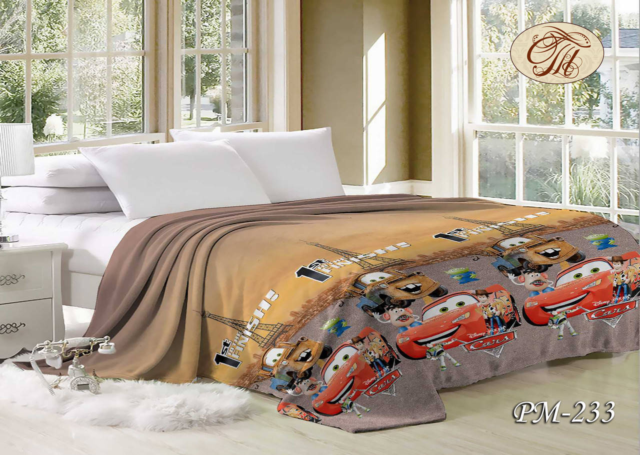 

Детский плед покрывало флисовый полуторный 160*210 Тачки Маквин