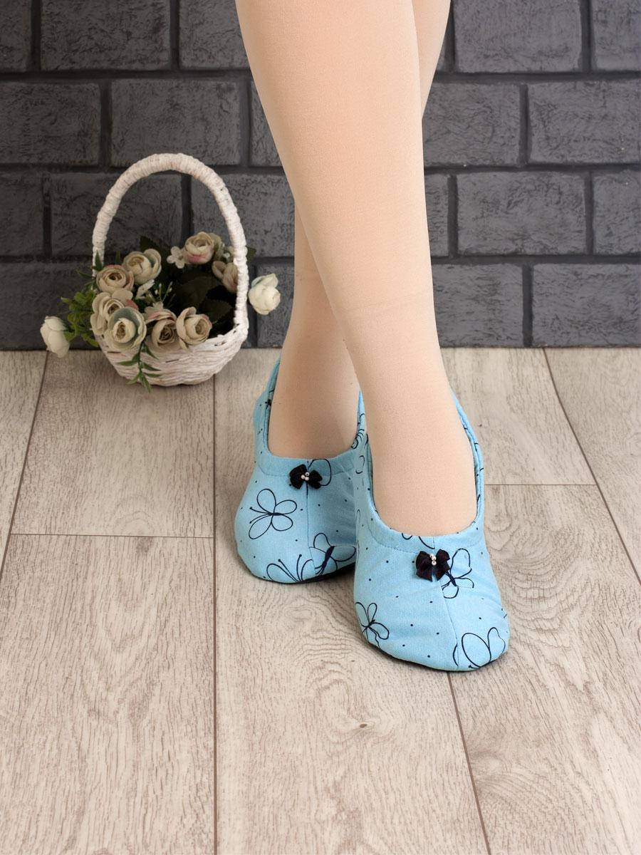 

Женские тапочки балетки футер ТБФ-01 абстракция 410 37(р), Голубой