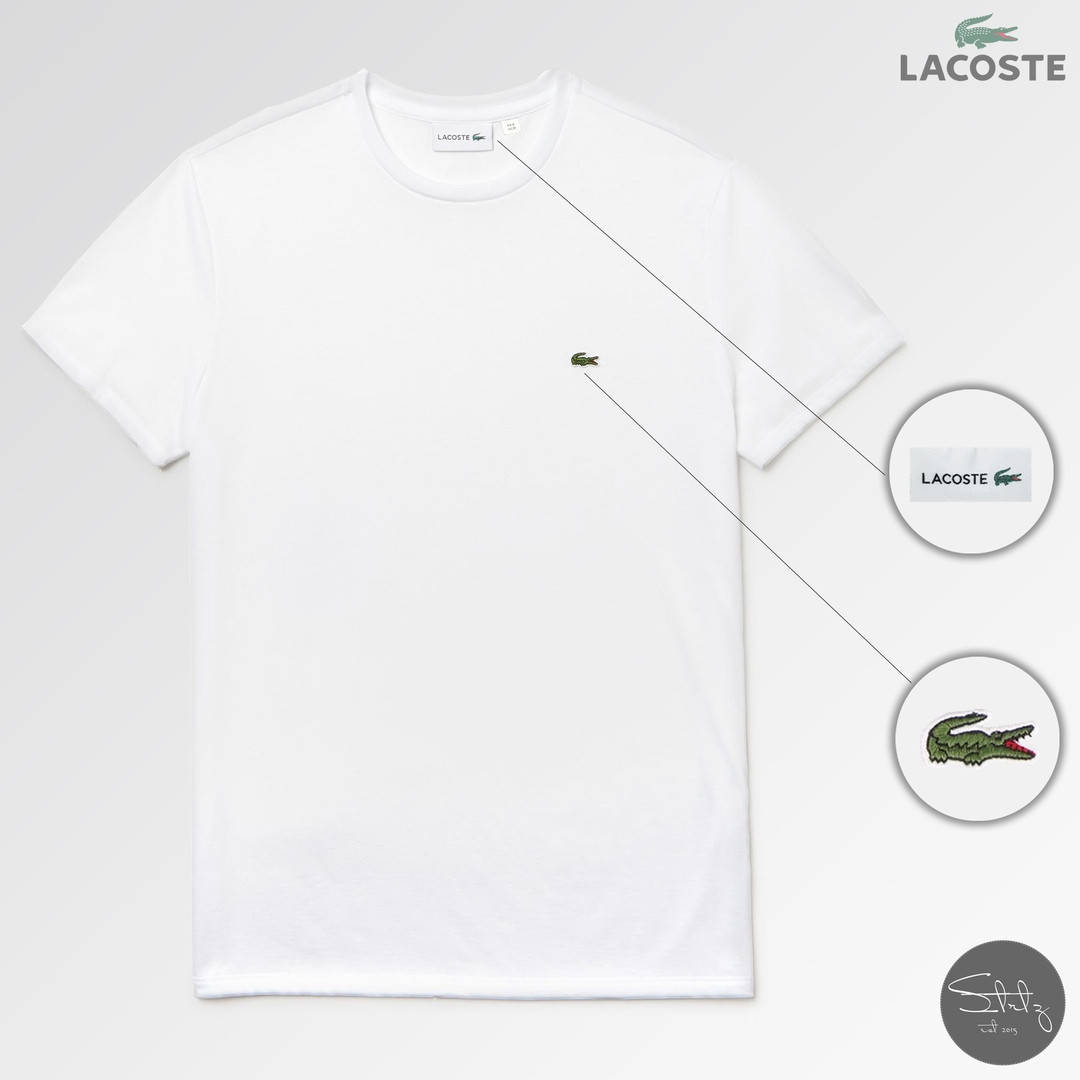 

Белая хлопковая мужская футболка с крокодилом лакост/Lacoste