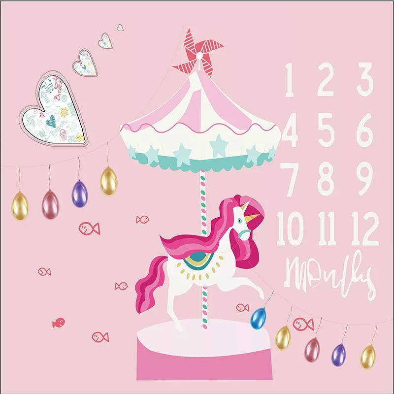 

Фото пеленка и рамки для фотосессии девочки фотофон розовый Карусель