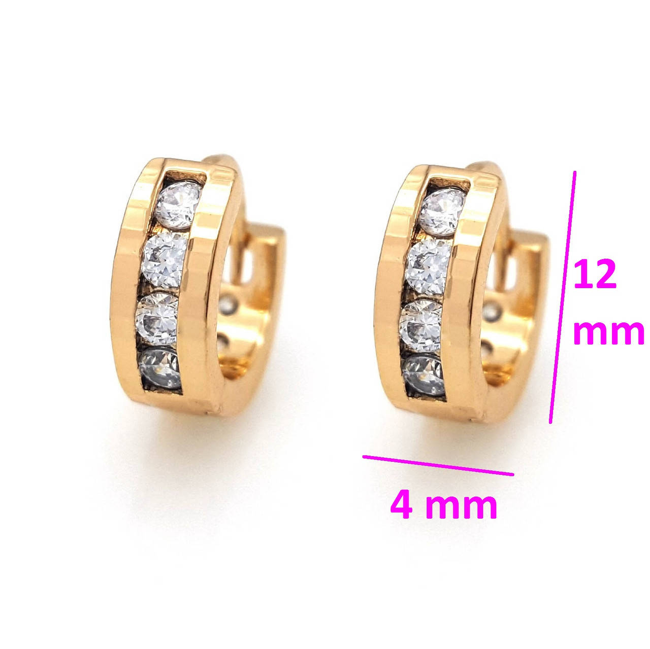 

Серьги позолоченные, Дорожка из камешков, Xuping, 18К