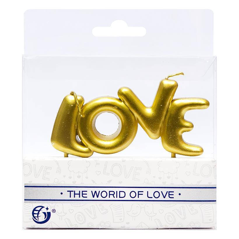 

Свечи для торта "LOVE" хром, золото