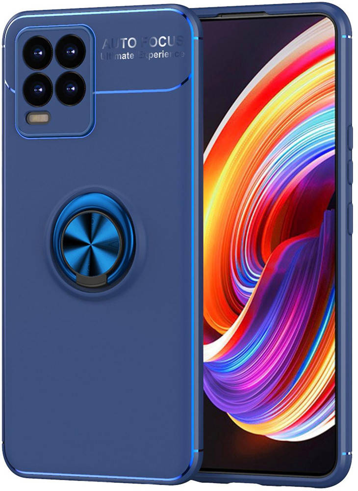 

Чехол с кольцом Realme 8 Autofocus (Реалми 8), Синий