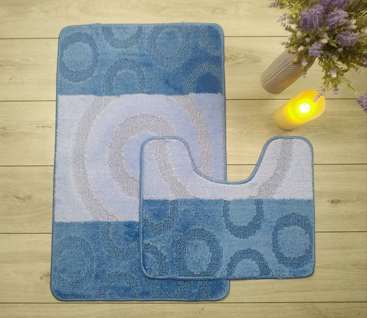 

Коврики ТМ Banyolin Silver 2-ка (50х80см, 40х50см) цвет- голубой "круги" SLV03_blue