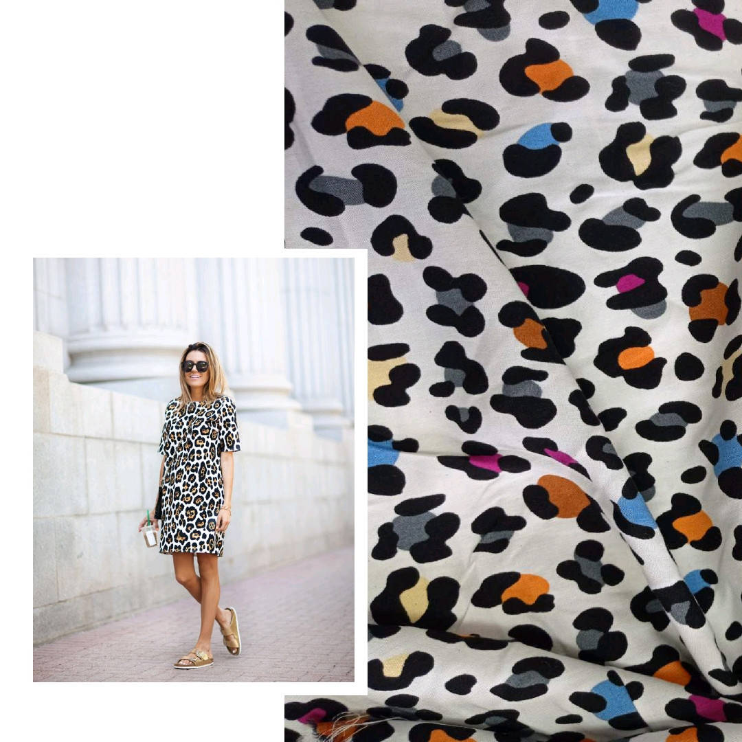 

Штапель плотный , цветные пятна на белом фоне, Белый