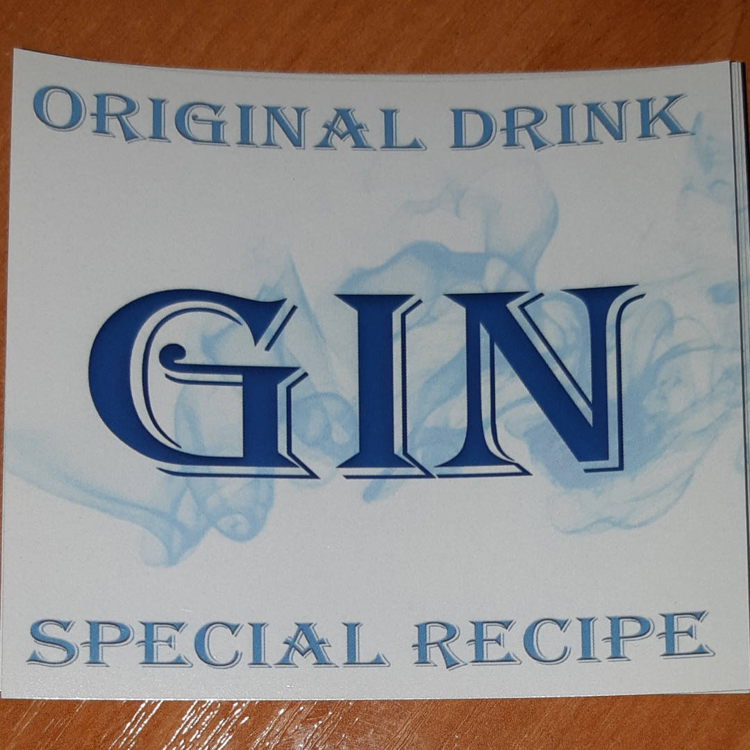 

Наклейка сувенирная на бутылку джина "GIN"