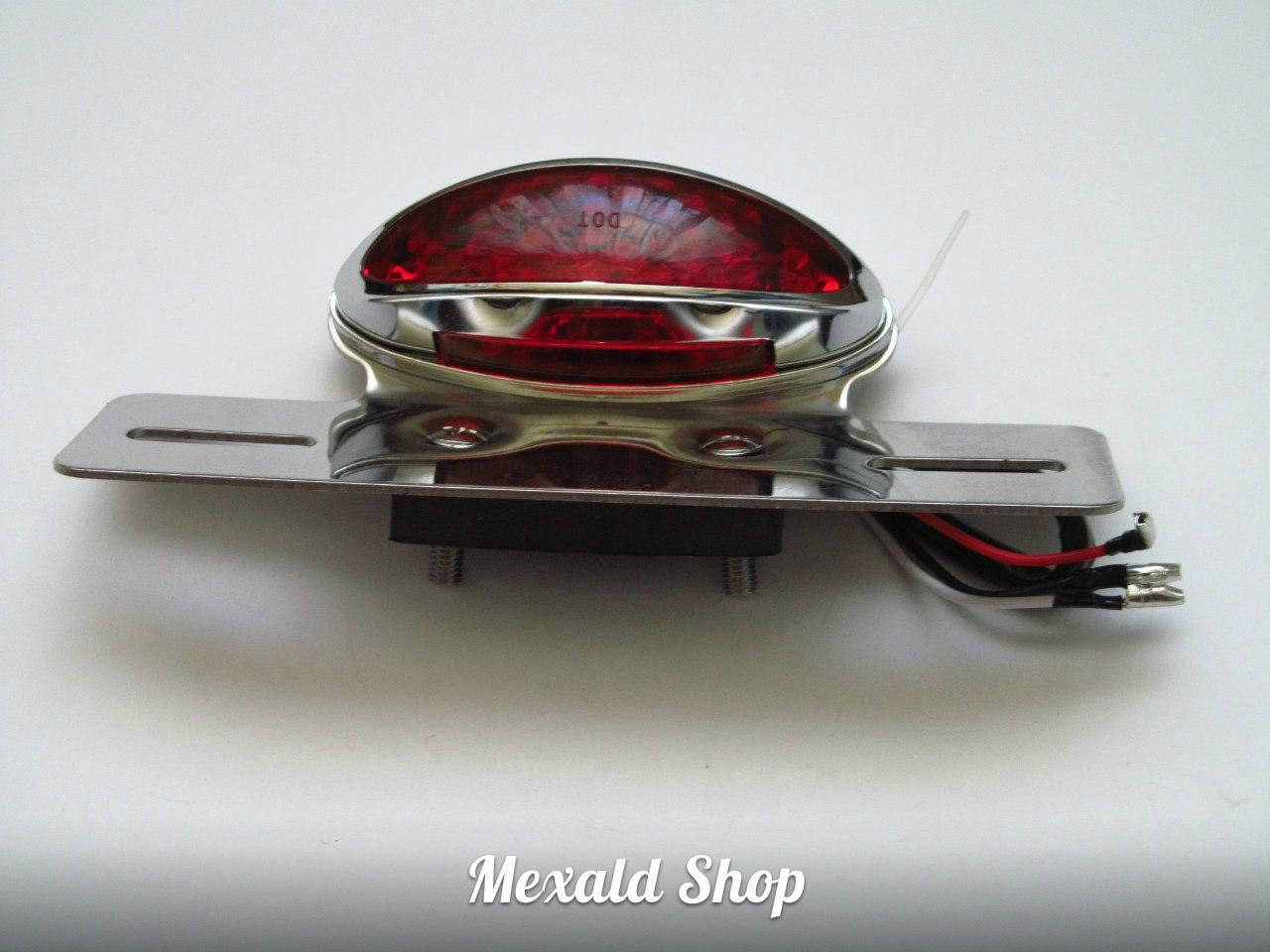 

Стоп на мотоцикл светодиодный Street хром с рамкой под номер Красный