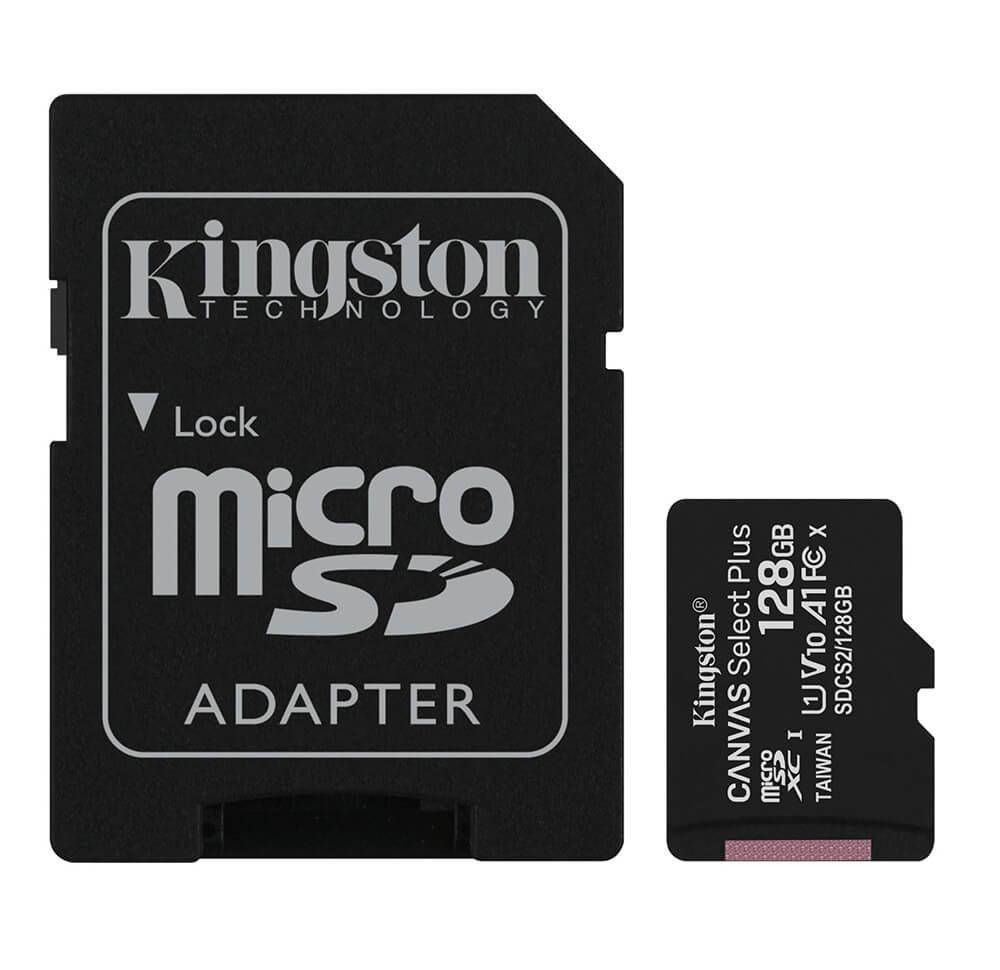 

Карта памяти Micro SDXC 128Gb UHS-I Class10 Kingston Canvas Select Plus R10+SD-адаптер(SDCS2/128GB)