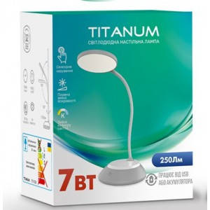 

Светодиодная настольная лампа Titanium TLTF-022B 7W-3000-6500K USB, серая (TLTF-022G), Серый