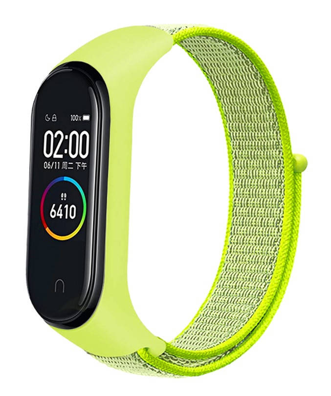 

Ремешок mi band 4 ремешок к браслету Mi Band 3 нейлоновый желто-зеленый