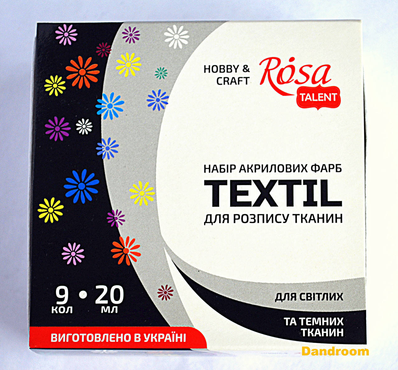 

Набор акриловых красок для росписи тканей, 9 цветов, 20 мл, ROSA TALENT