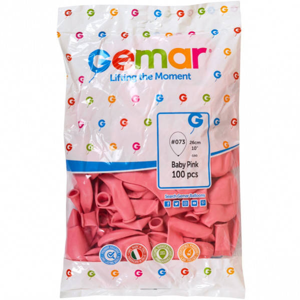 

Шаріки повітряні G90 колір: baby pink 100pcs, 26см(10") #073, Розовая пастель