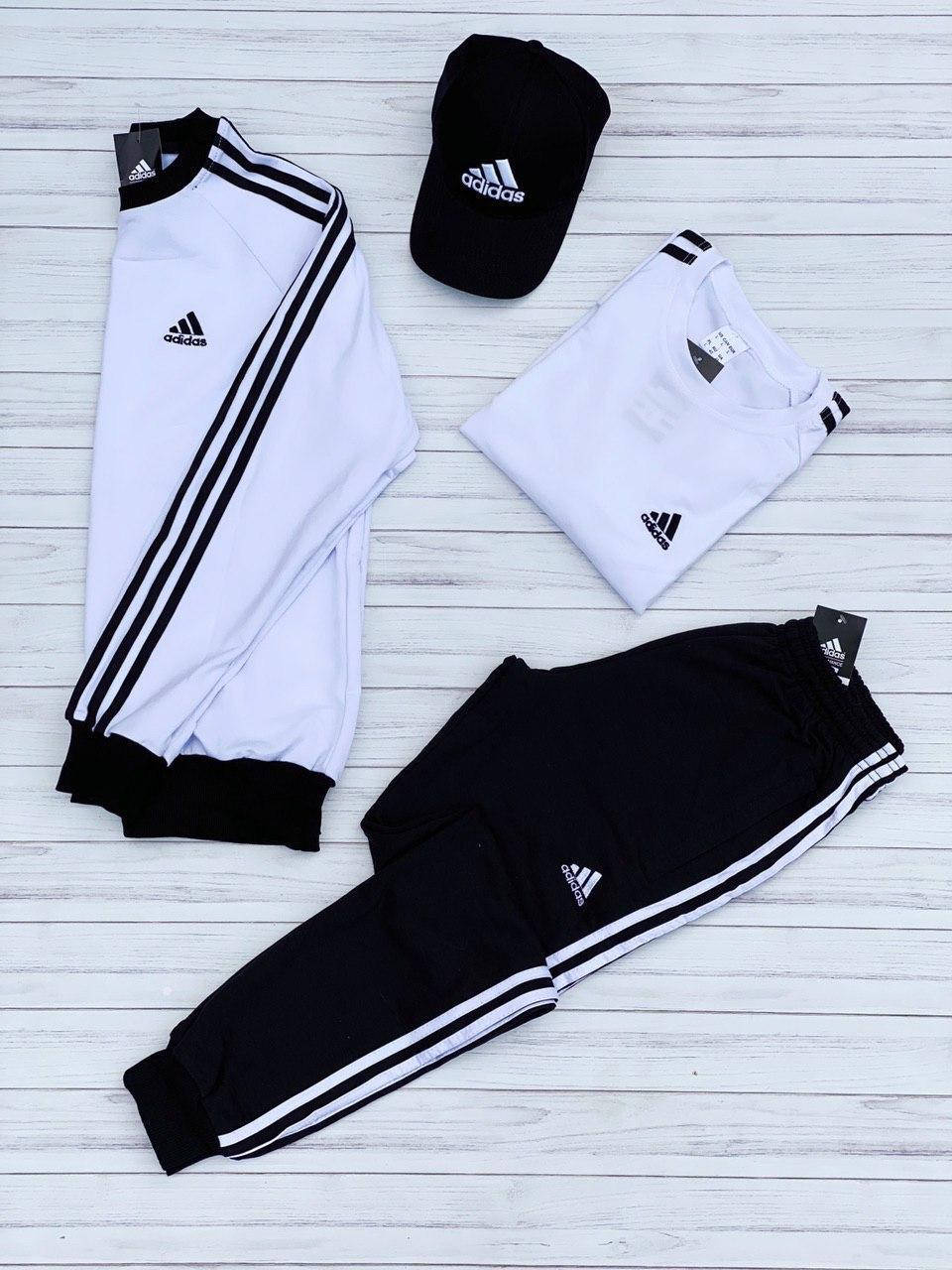 

Спортивный костюм мужской Adidas осенний | демисезонный черно-белый комплект Адидас Свитшот + Штаны