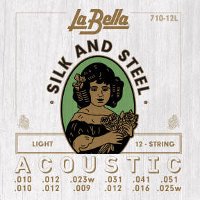 

Струны для 12-ти струнной акустической гитары La Bella 710-12L Light Tension .010-.02