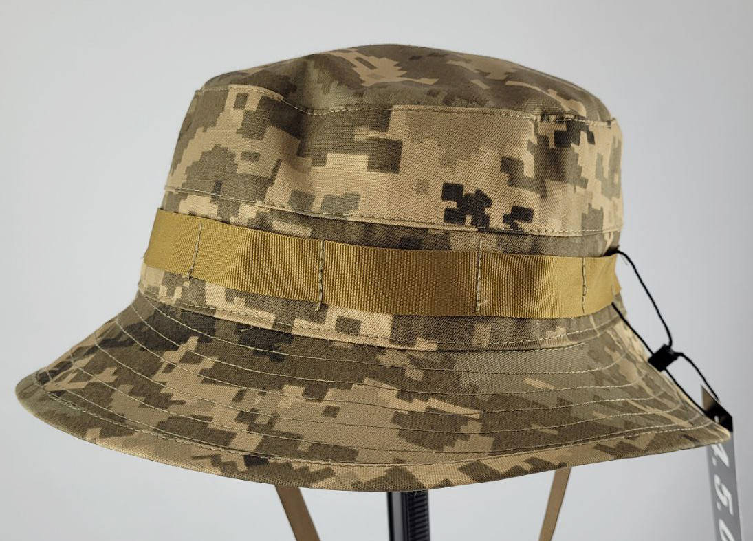 

Тактическая военная панама с регулятором, пиксель, саржа, стропа и фастекс Корея, Р 56, 58, 60., Песочный