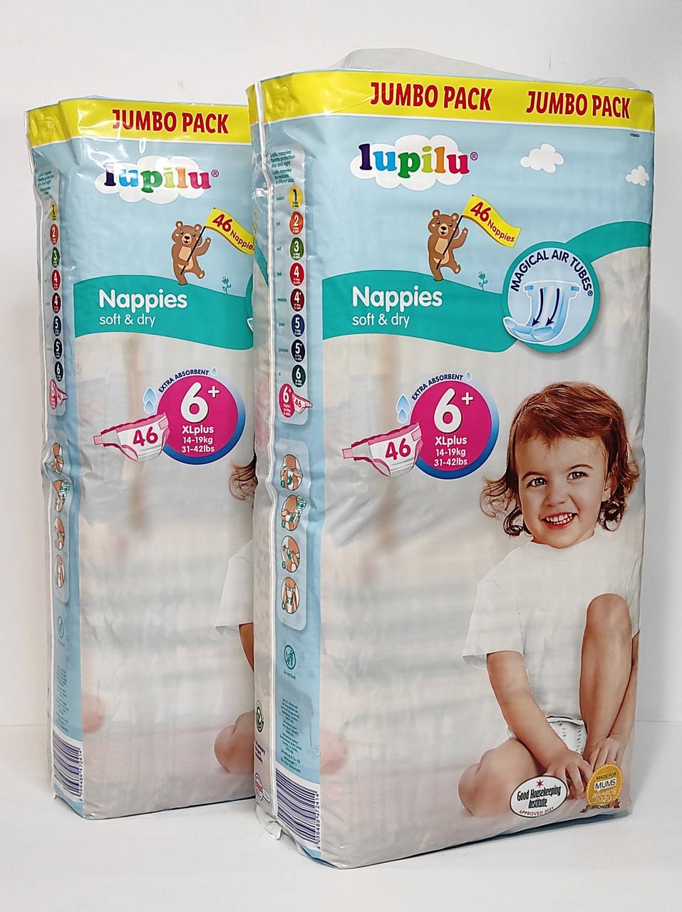 

Підгузки Lupilu Nappies soft & dry розмір 6+ Вага14-19 кг. 92 шт., Белый