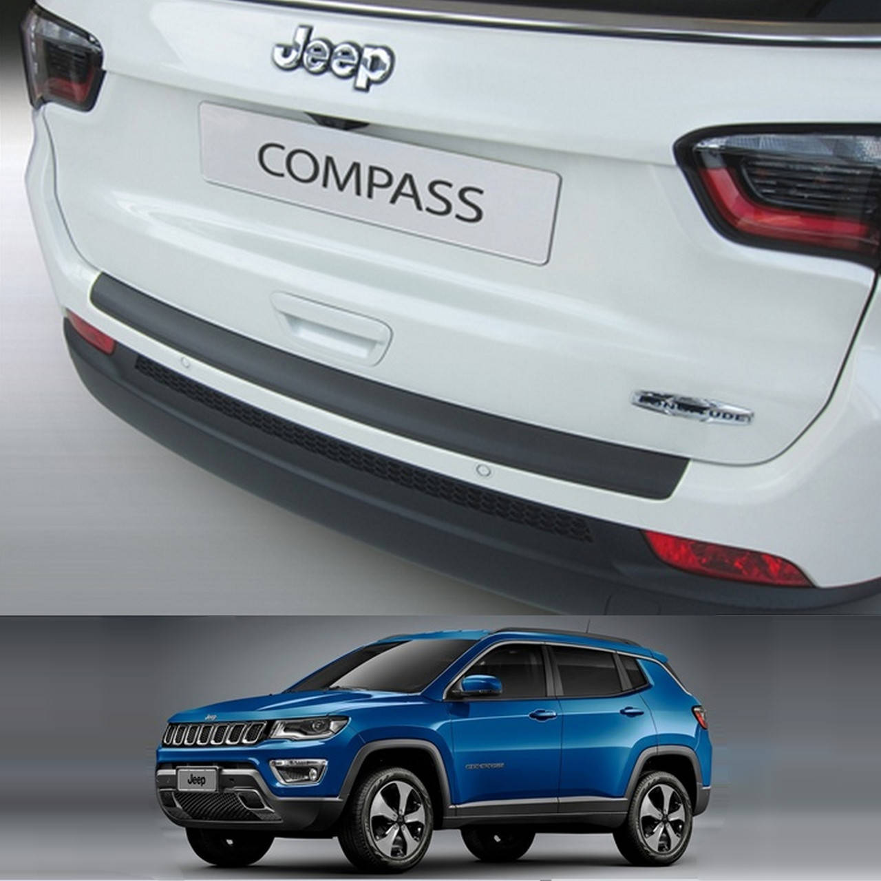 

Пластиковая защитная накладка на задний бампер для Jeep Compass 2017+, Черный