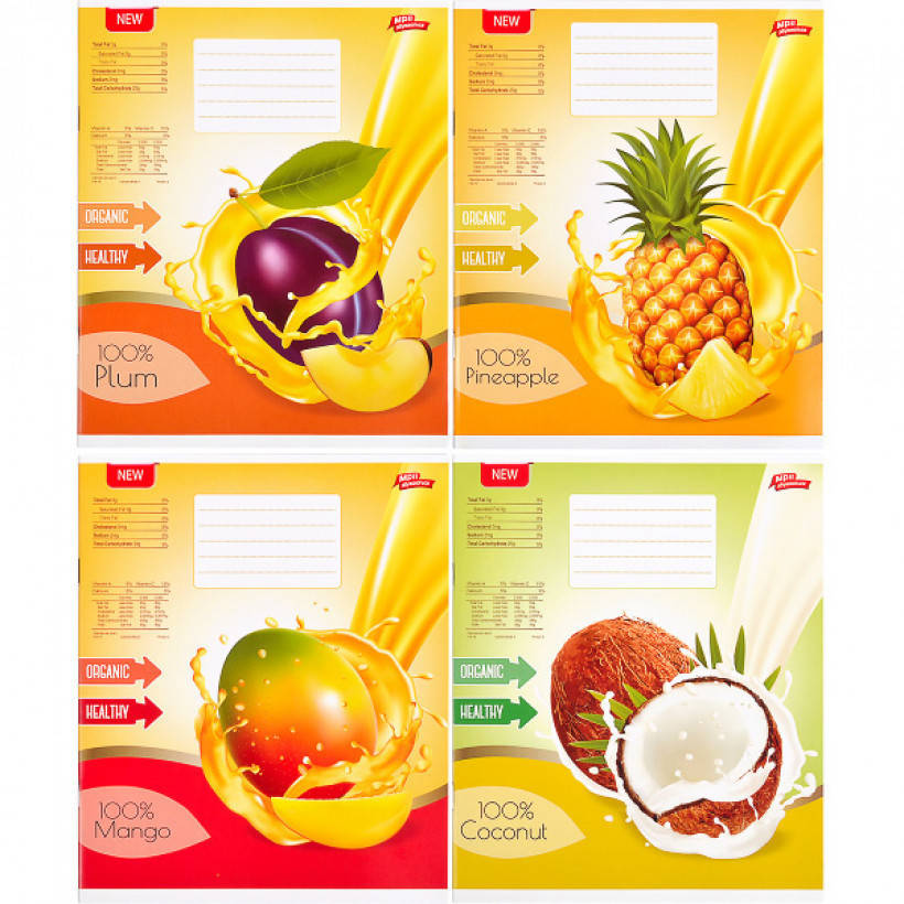 

Тетрадь цветная 12 листов, ЛИНИЯ ОБЫЧНАЯ "Мрії збуваються" ФРУКТЫ / зошит 12 аркушів в лінію