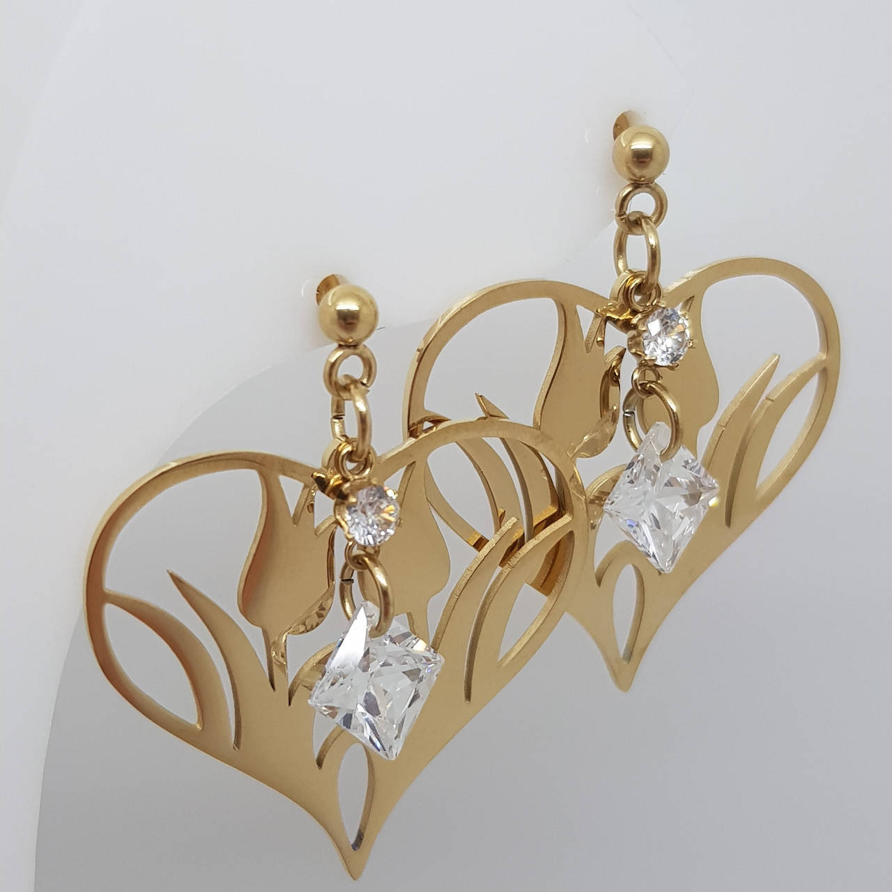 

Сердечки серьги. Серьги из медзолота