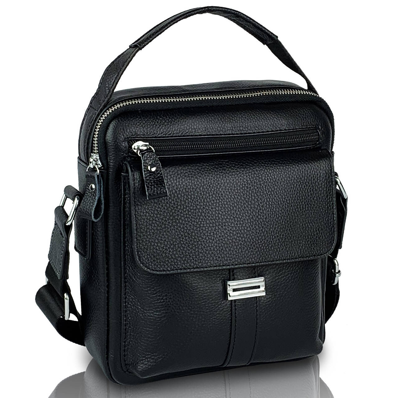 

Черная мужская кожаная сумка через плечо Tiding Bag M38-29A, Черный
