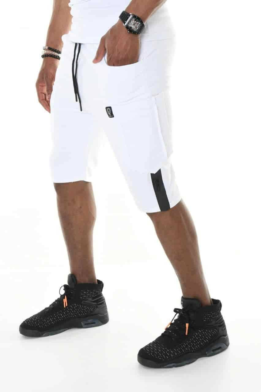 

Мужские белые трикотажные шорты по колено с черными вставками, Турция, Белый