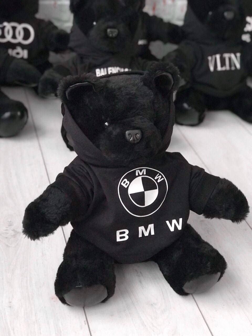 

Мягкая игрушка мишка в кофте BMW 35 см черная подарок на, Черный