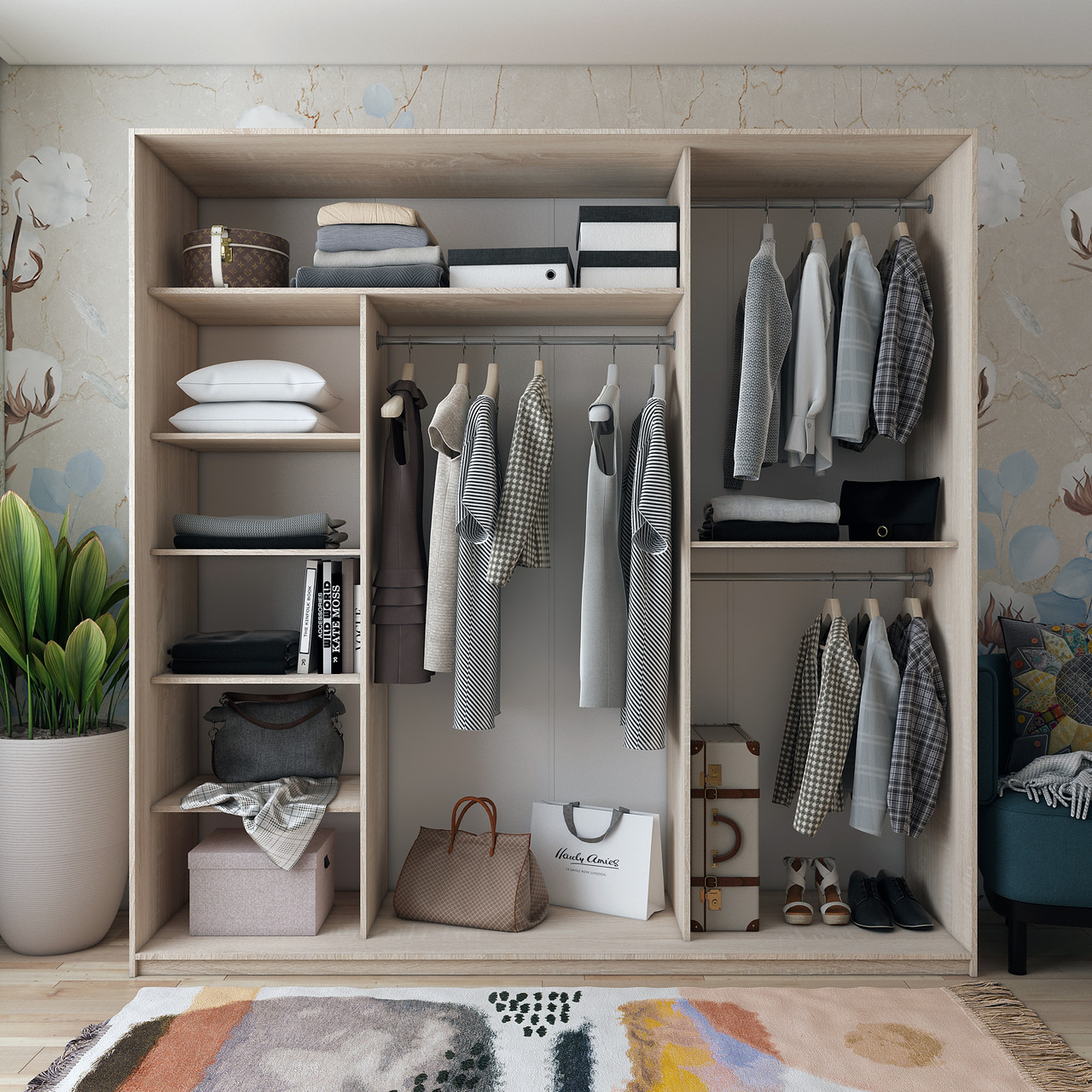 Шафа купе Doros Сіті Лайт Дуб сонома 3 ДСП 225х60х225 (42002137) 2