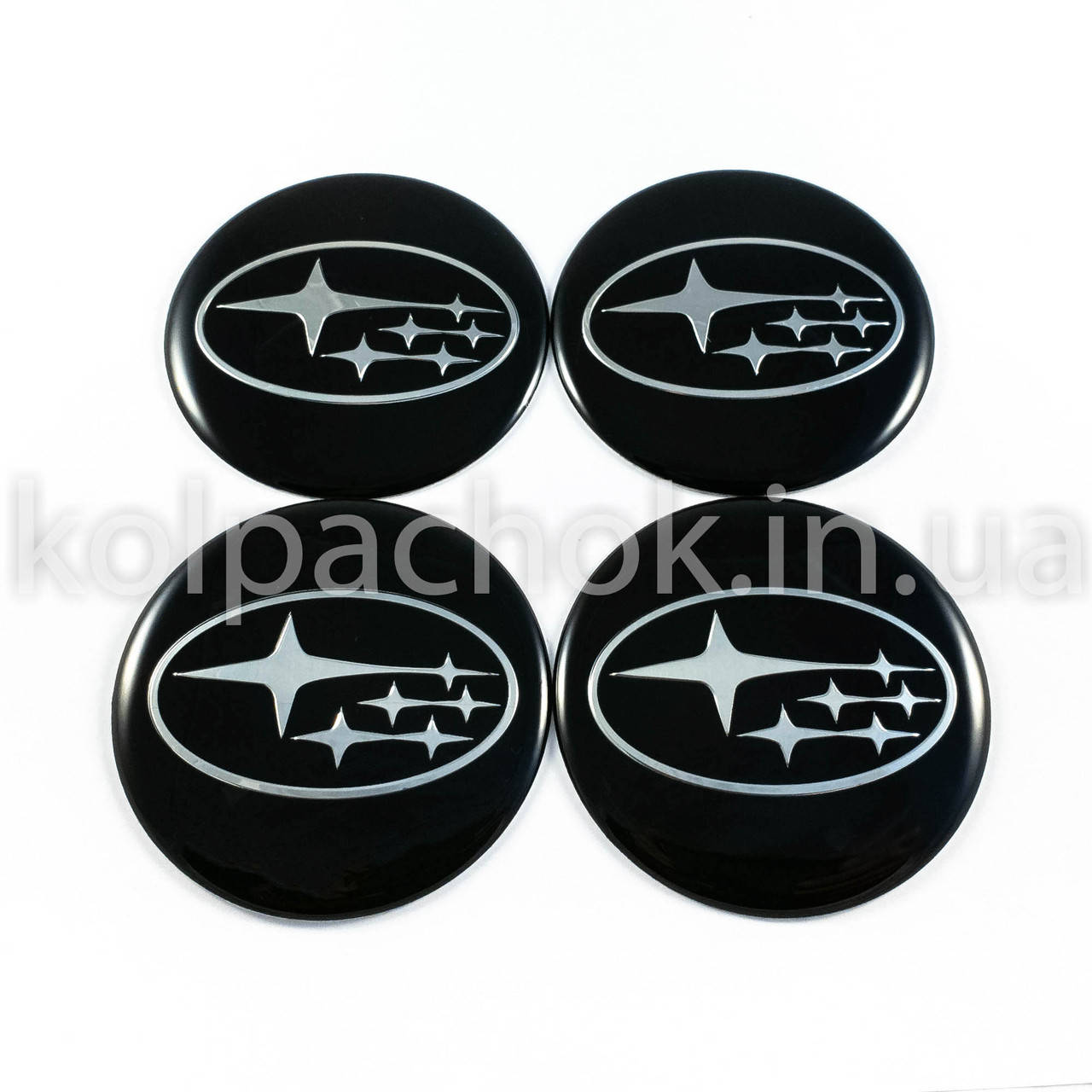 

Наклейки для колпачков на диски Subaru черные/хром лого (65мм)