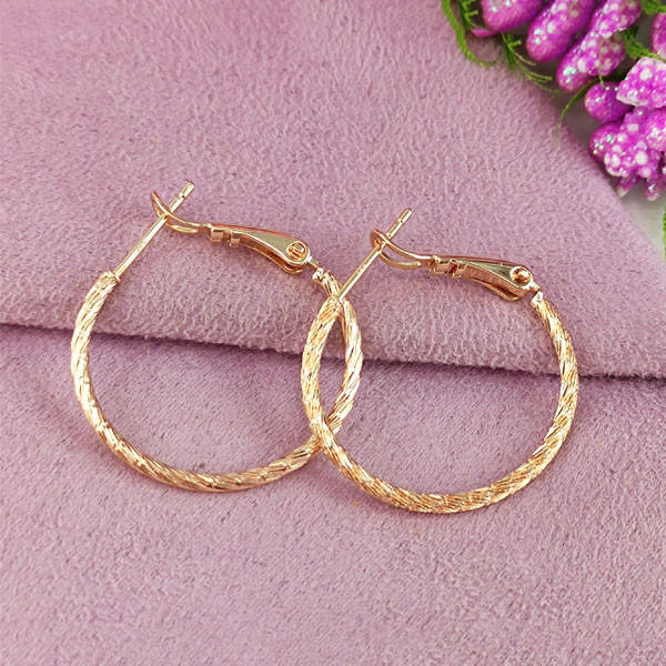 

Серьги кольца Xuping d 22 мм насечки по спирали медицинское золото позолота 18К А/В 1-1589