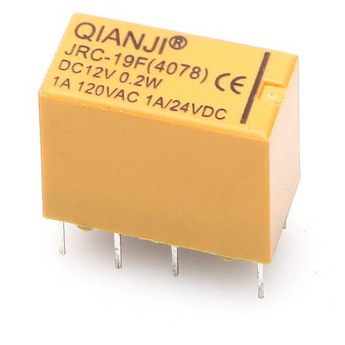 

Реле JRC-19F (4078); 12VDC; 1.0A; 24VDC/120VAC; DPDT; 10 x 20,2 x 11.5мм; QIANJI