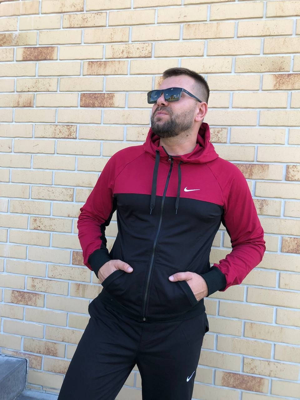 

Мужской спортивный костюм Nike(Найк). Cпортивный костюм бордо с чёрным M, Черный