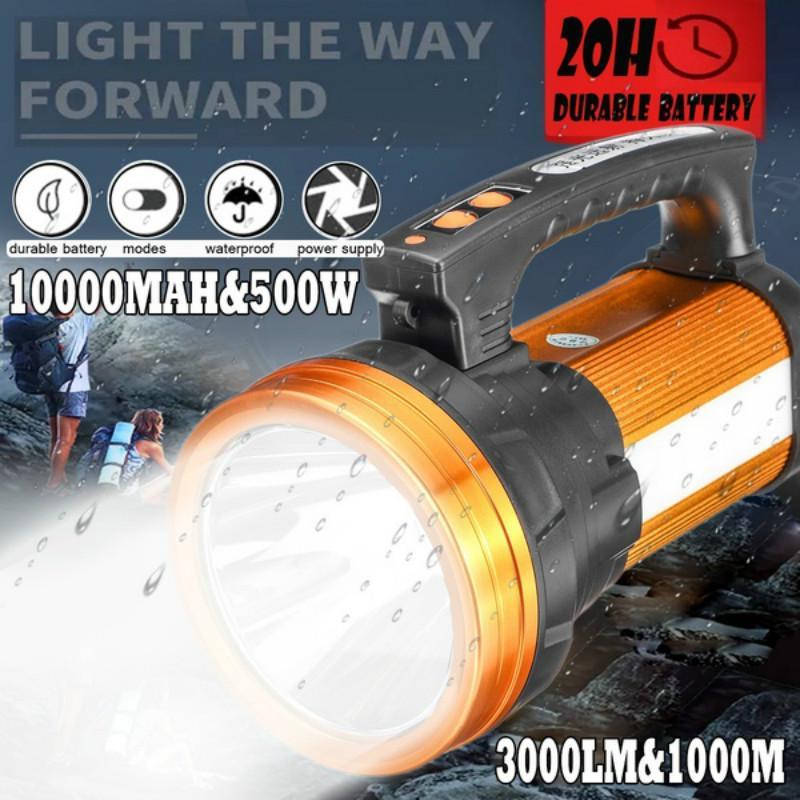 

10000MAh 3000lm 500W яркий ручной портативный фонарь фонарик