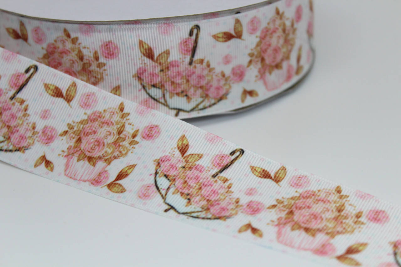 

Репс с рисунком "Зонтик с цветами", 38 мм