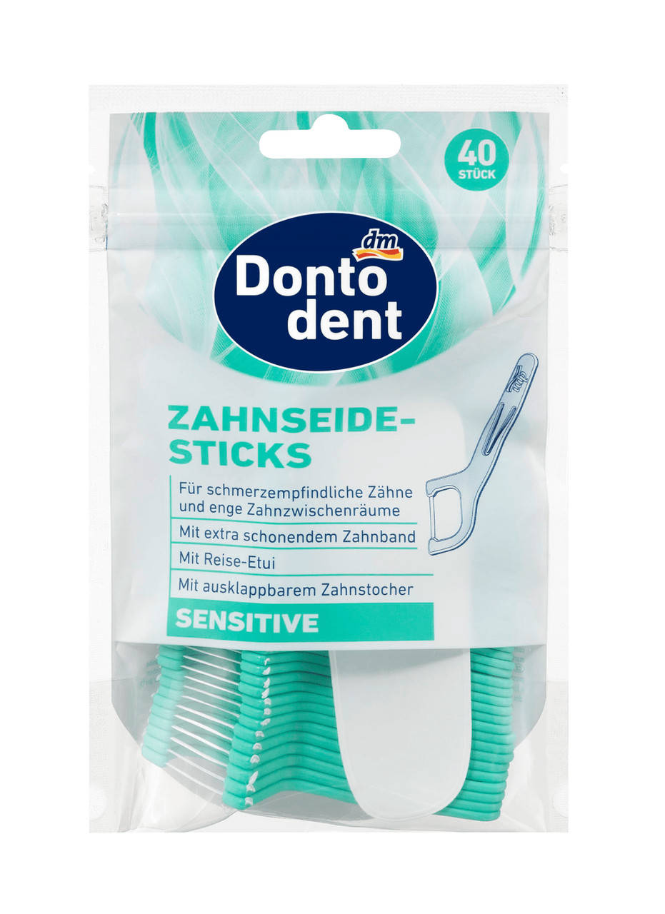 

Зубочистки- флостик с зубной нитью Dontodent Sensitive 40 шт.