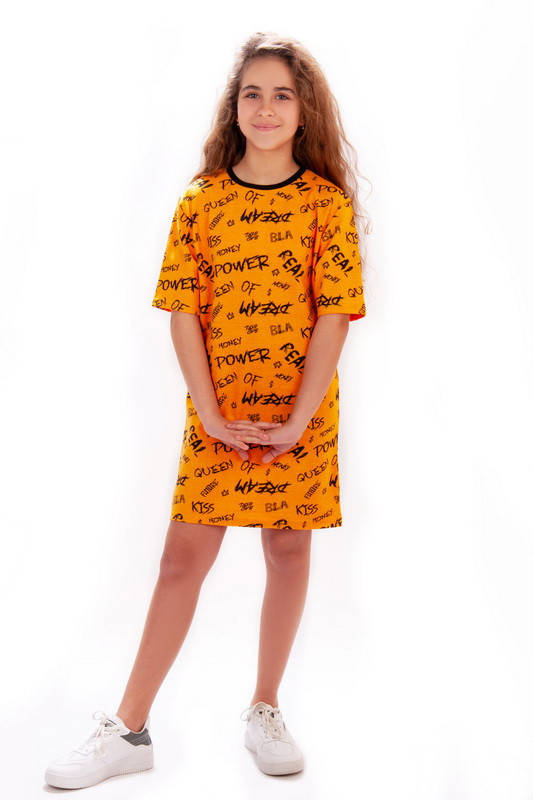 

Платье-футболка для девочек подростков 164, темно-желтый